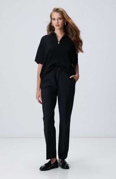  Network Kadın N-Tech Siyah Kemer Detaylı Pantolon