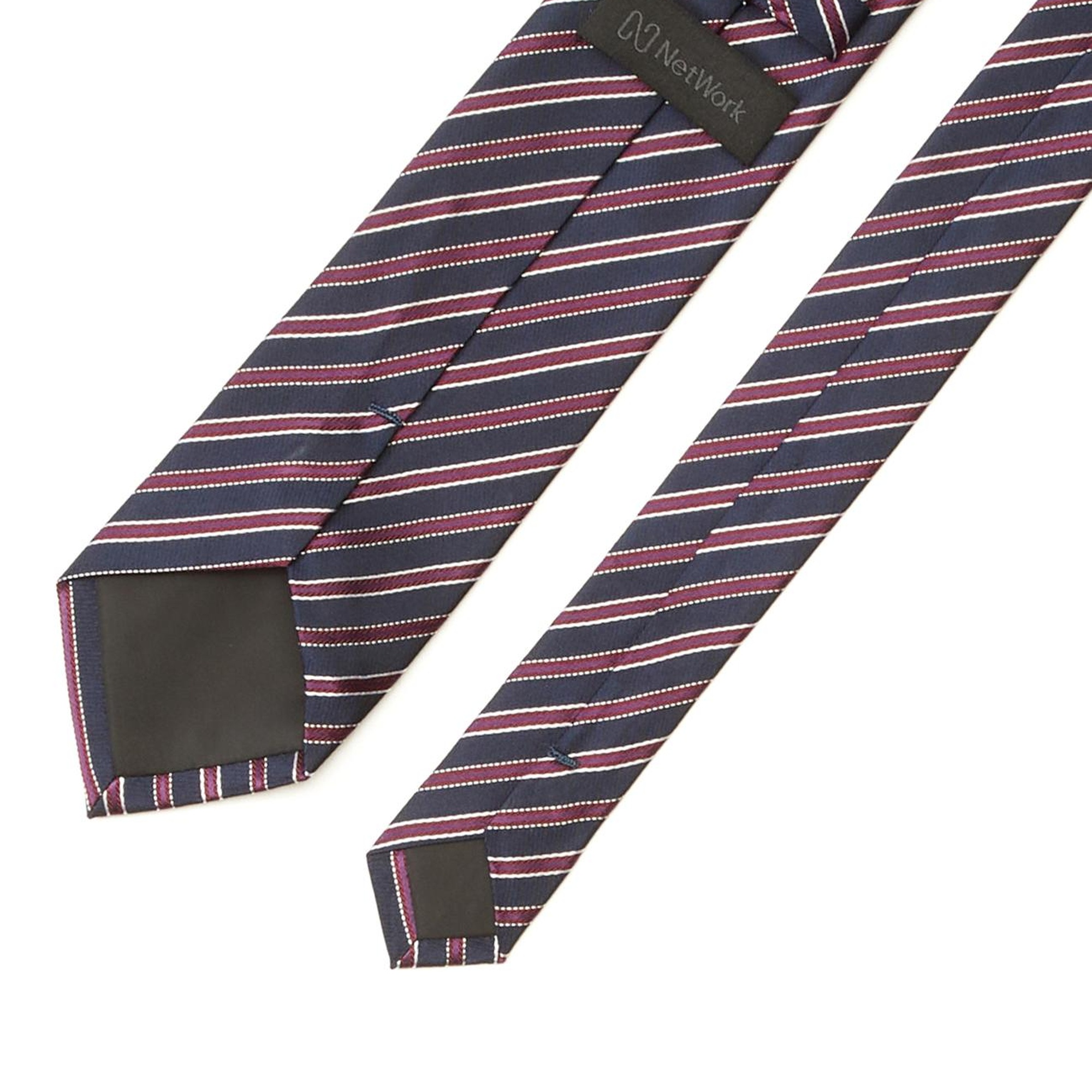 Network Erkek Lacivert Çizgili İpek Kravat