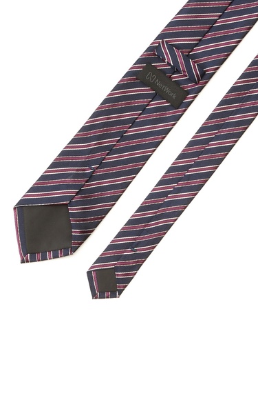  Network Erkek Lacivert Çizgili İpek Kravat