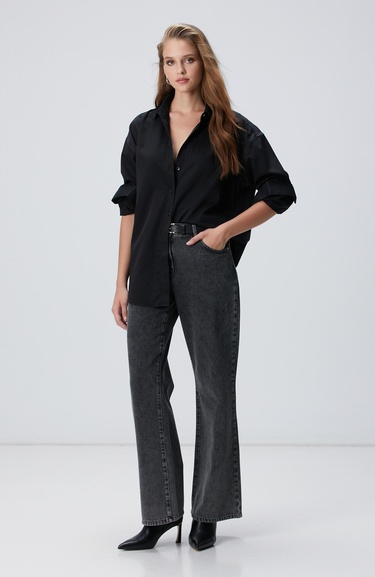  Network Kadın Non-Iron Siyah Gömlek