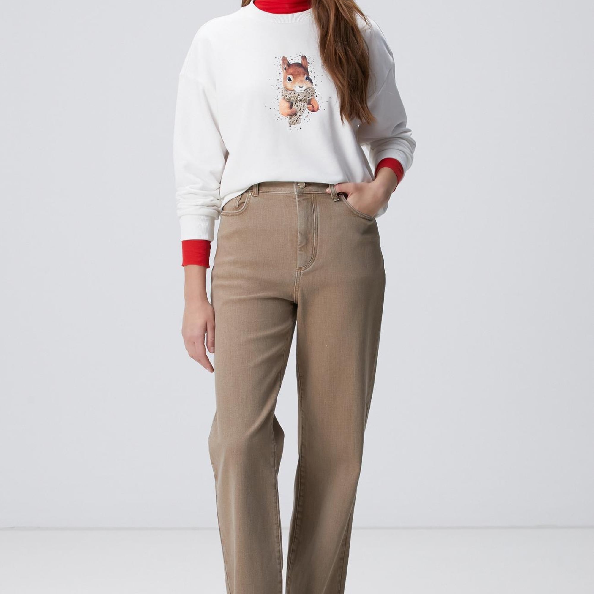 Network Kadın Kırık Beyaz Sweatshirt