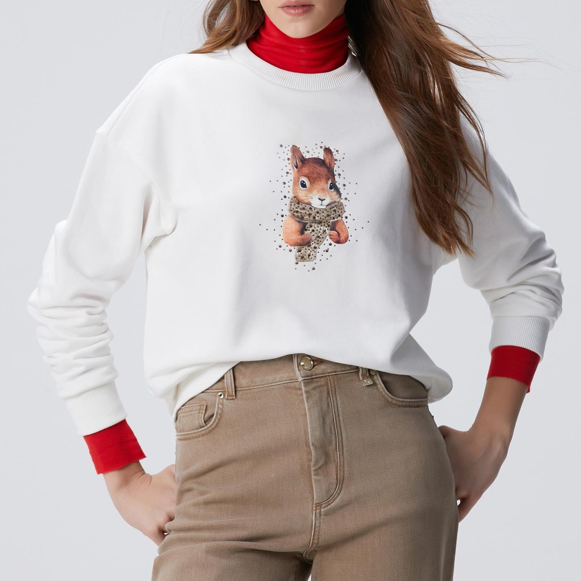 Network Kadın Kırık Beyaz Sweatshirt