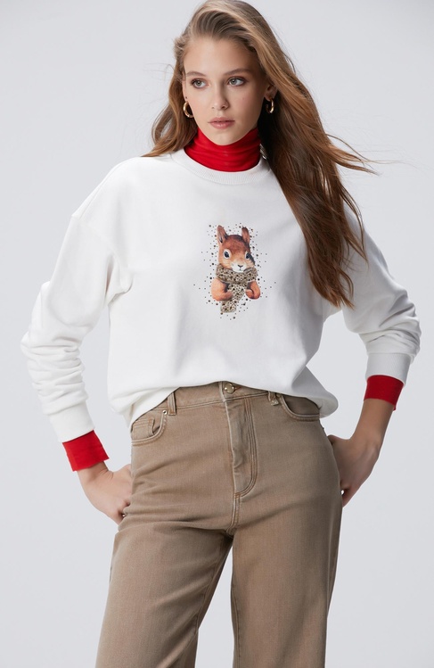  Network Kadın Kırık Beyaz Sweatshirt