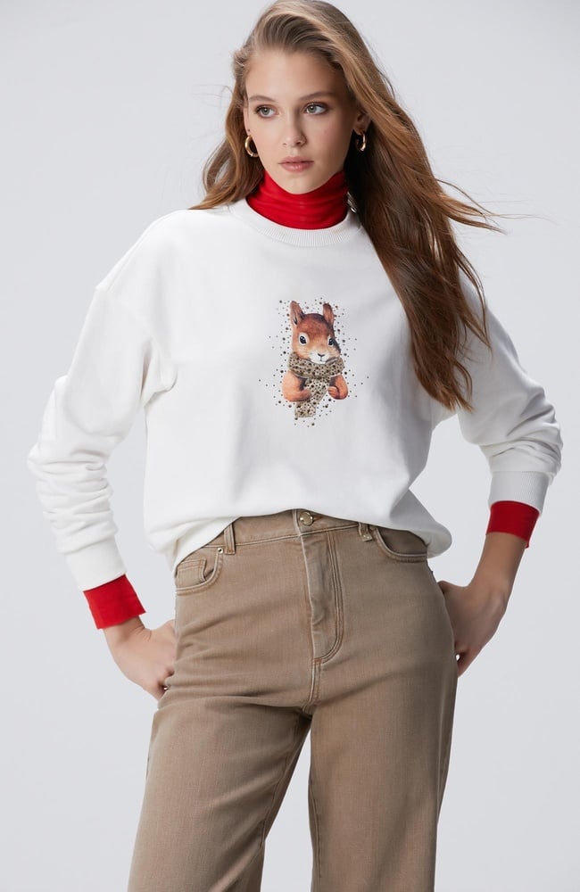  Network Kadın Kırık Beyaz Sweatshirt