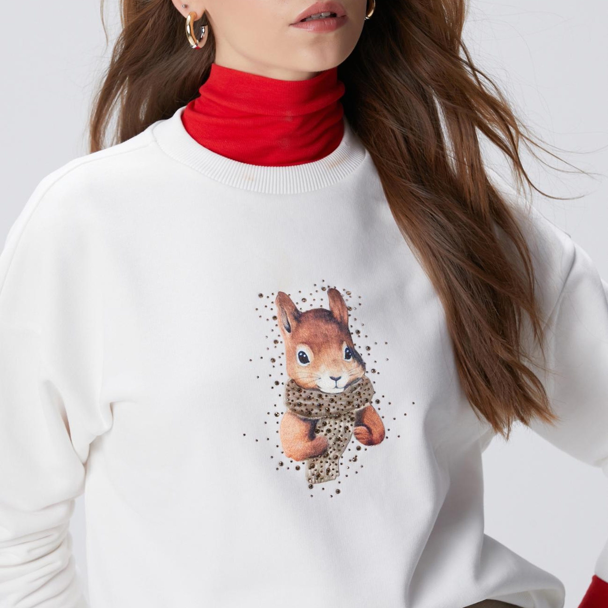 Network Kadın Kırık Beyaz Sweatshirt