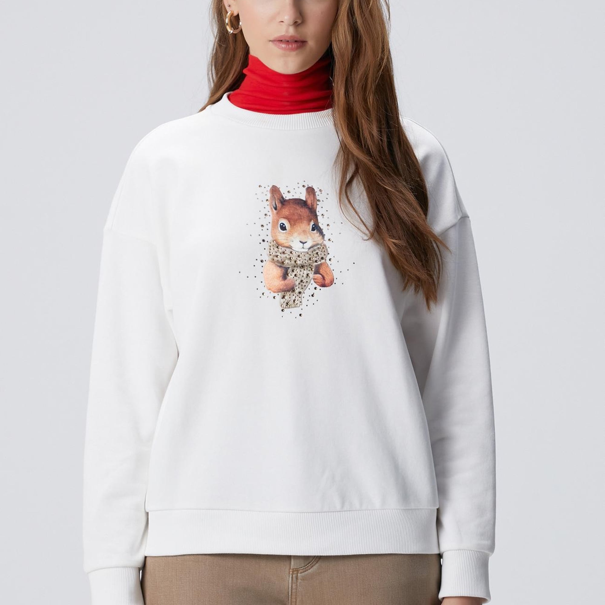 Network Kadın Kırık Beyaz Sweatshirt