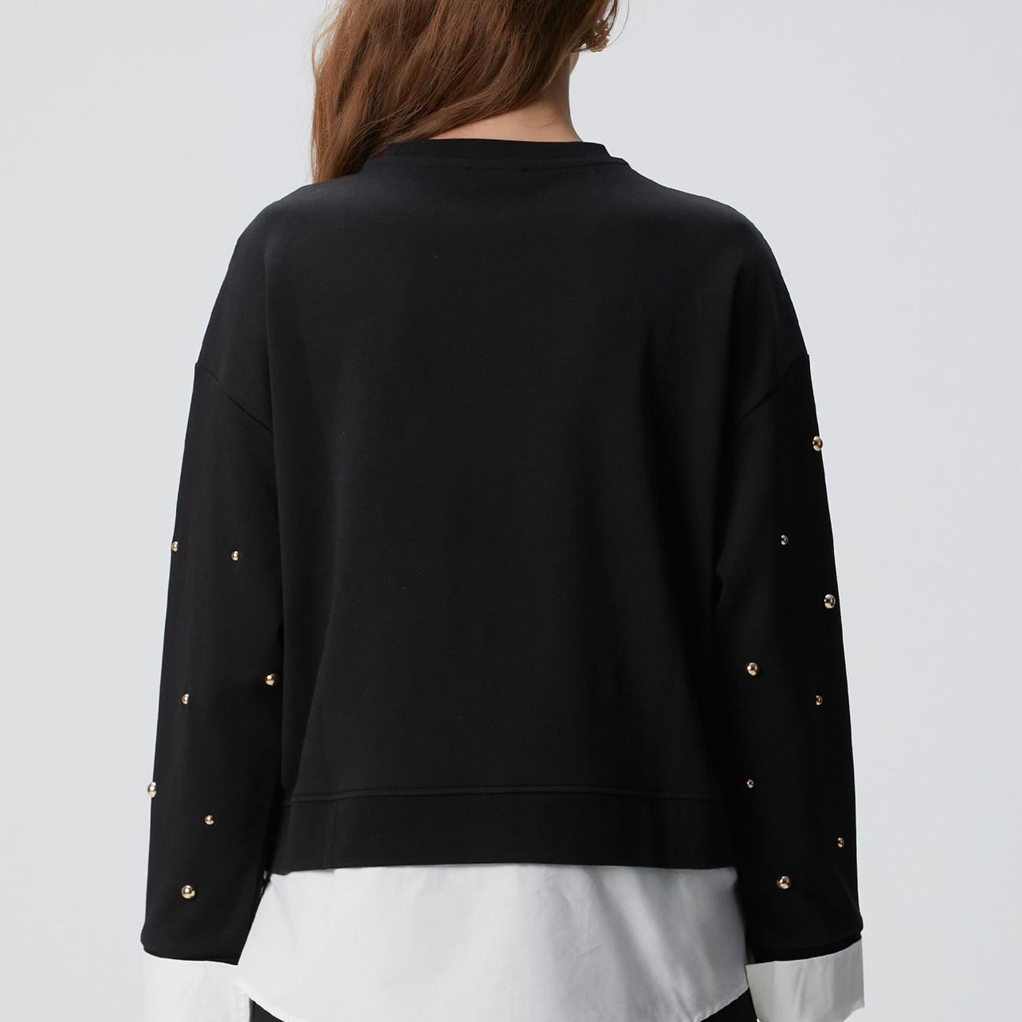 Network Kadın Siyah Metal Aksesuarlı Sweatshirt