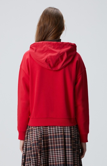  Network Kadın Kırmızı Nakış Detaylı Sweatshirt