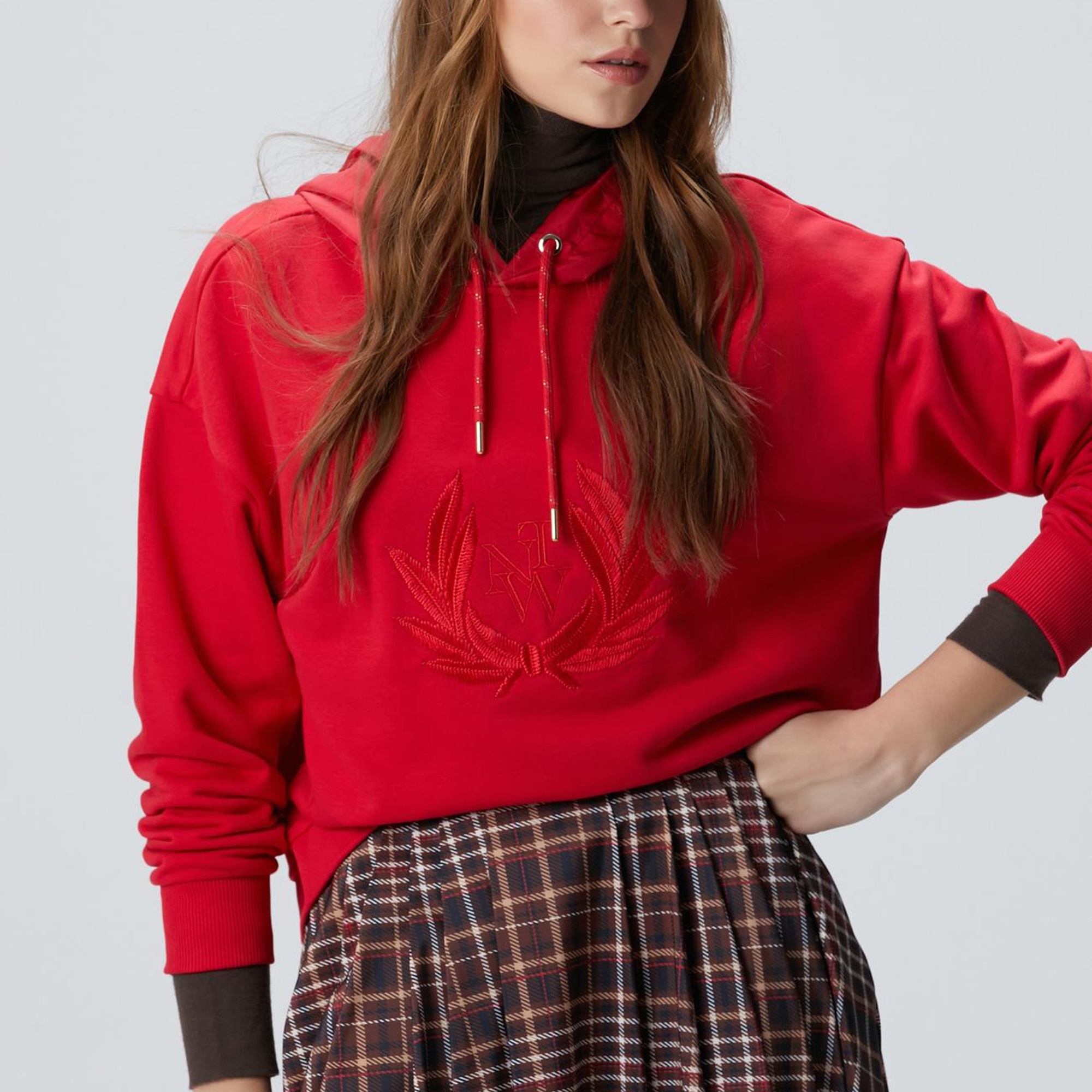 Network Kadın Kırmızı Nakış Detaylı Sweatshirt