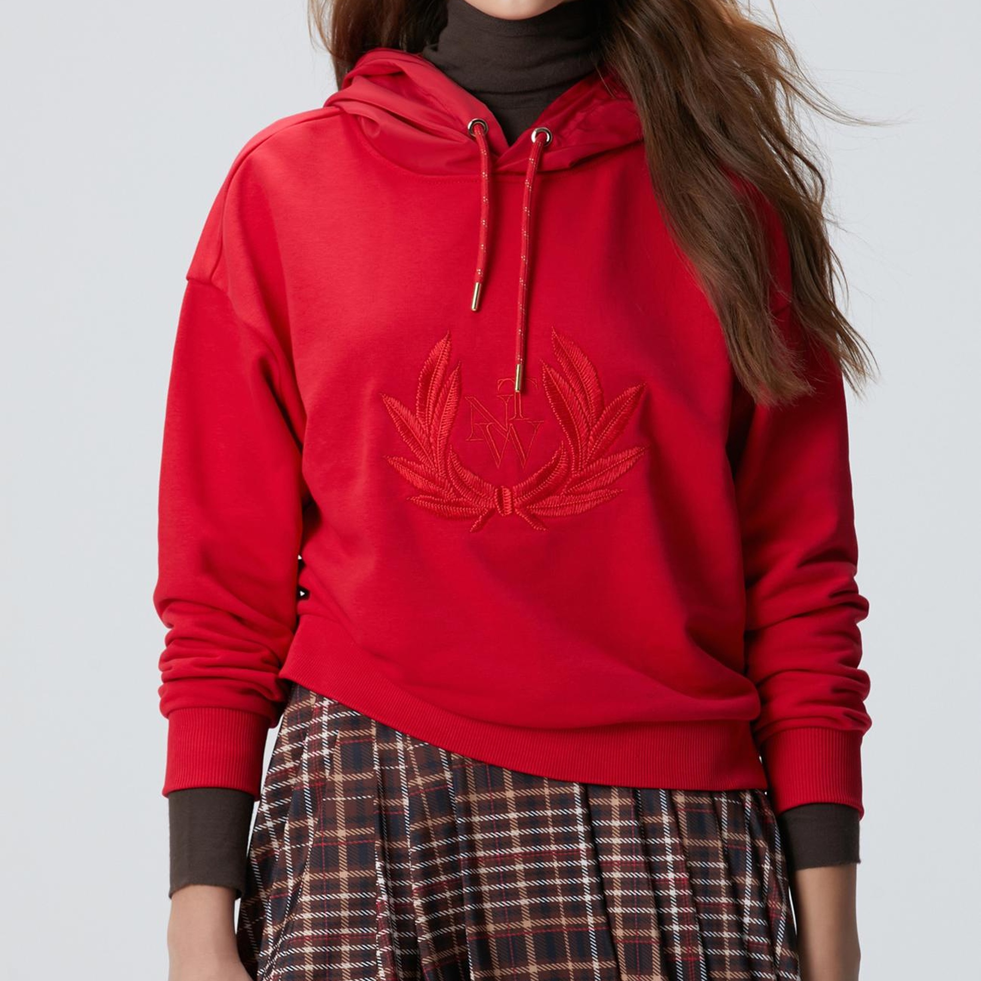 Network Kadın Kırmızı Nakış Detaylı Sweatshirt