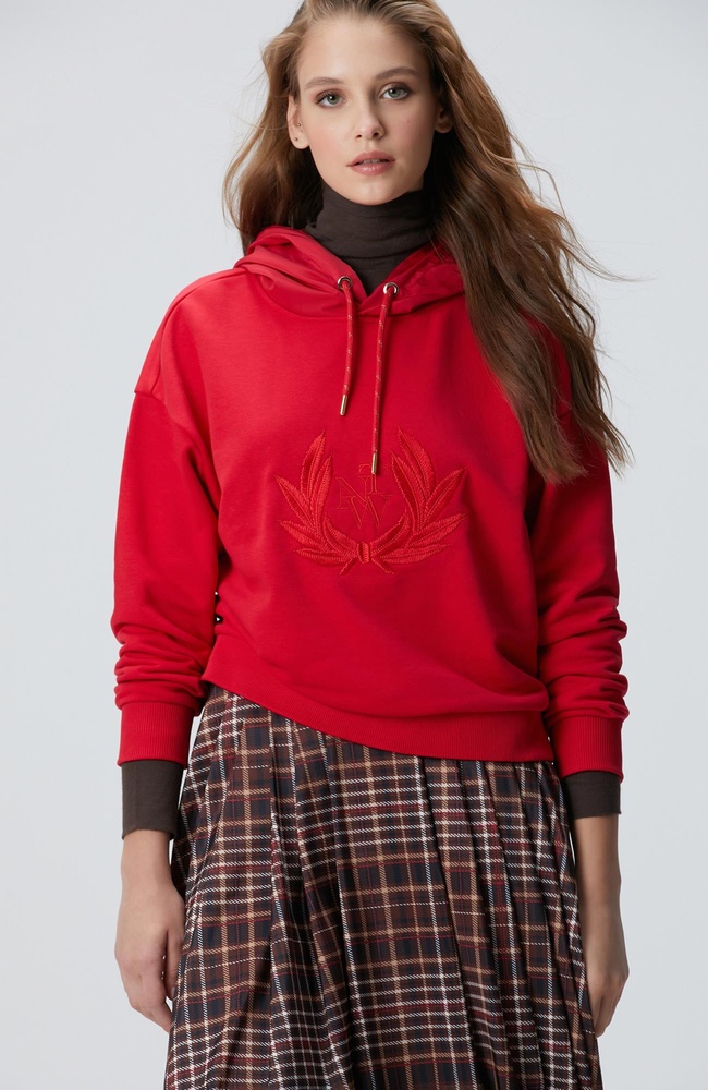  Network Kadın Kırmızı Nakış Detaylı Sweatshirt