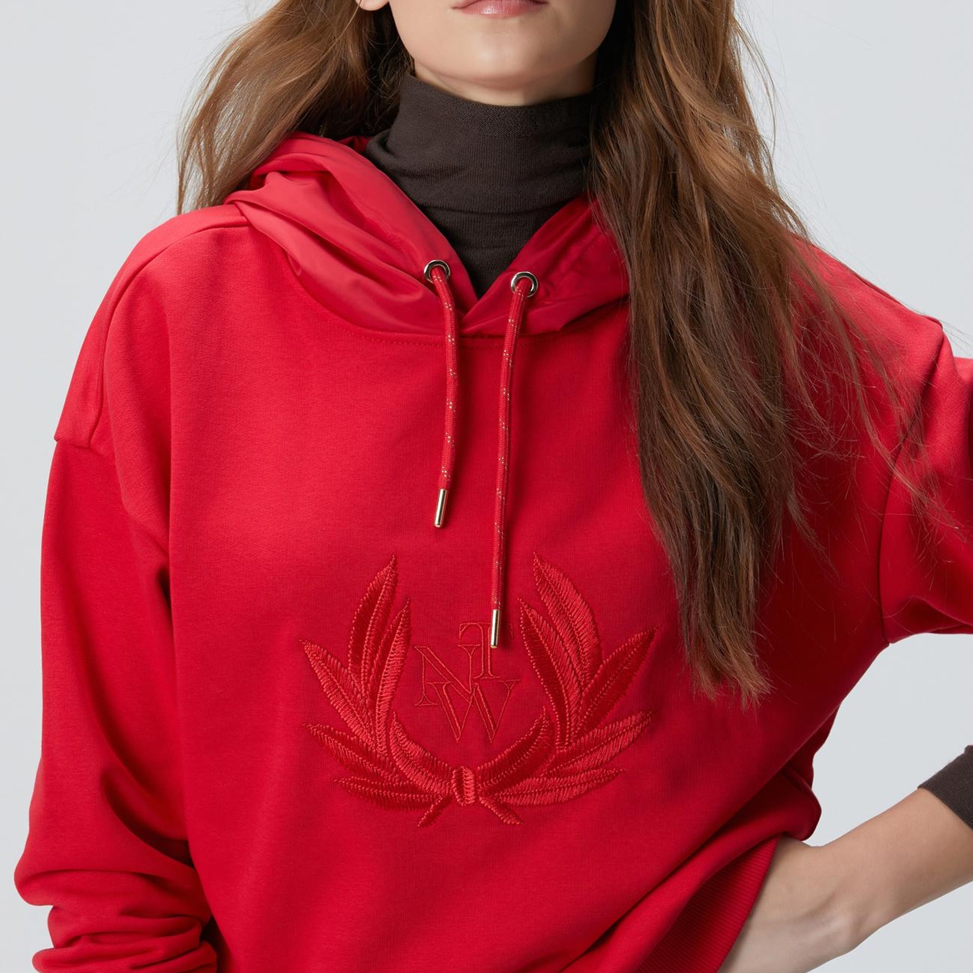 Network Kadın Kırmızı Nakış Detaylı Sweatshirt