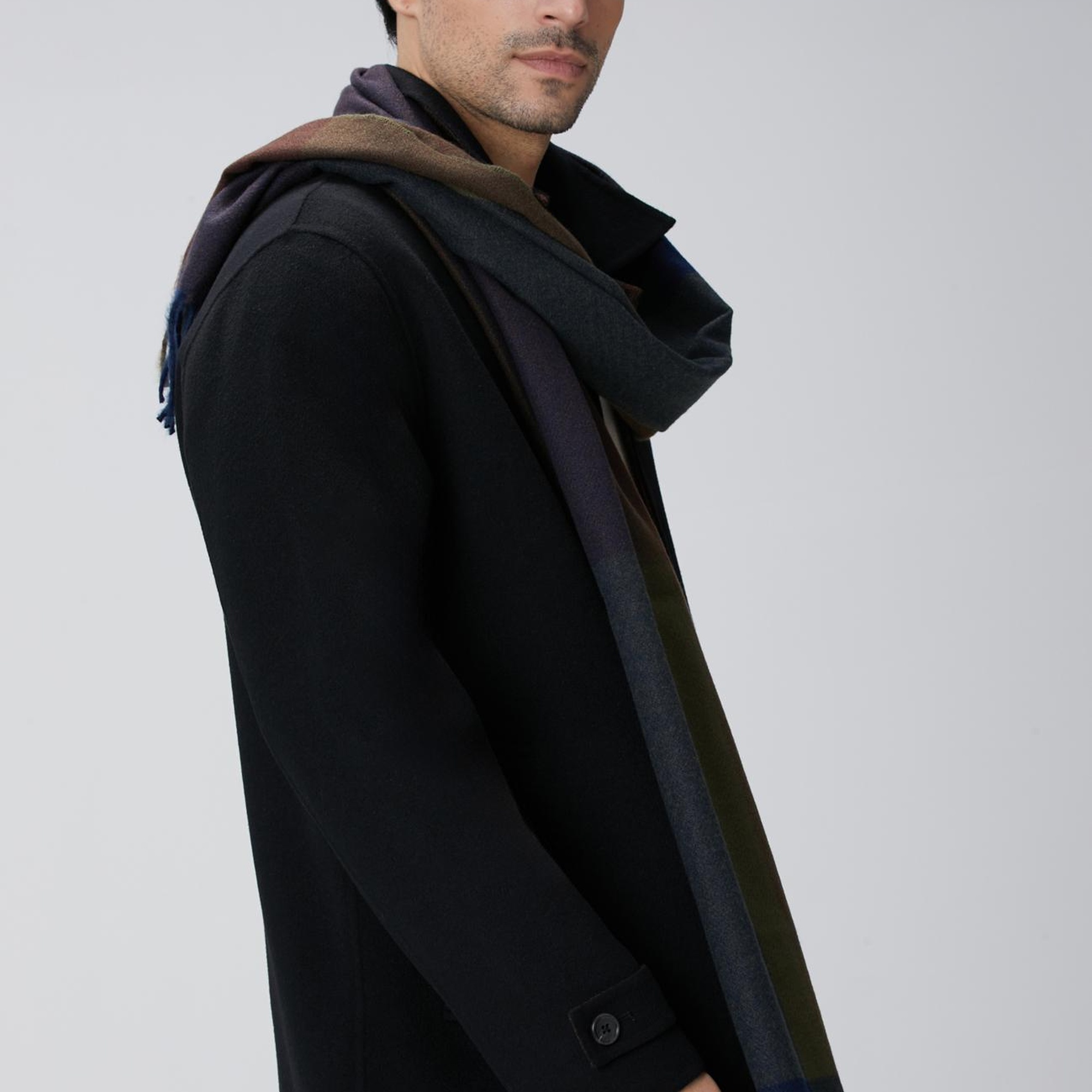 Network Erkek Siyah Yün Karışımlı Palto