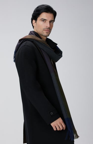  Network Erkek Siyah Yün Karışımlı Palto