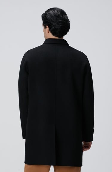  Network Erkek Siyah Yün Karışımlı Palto