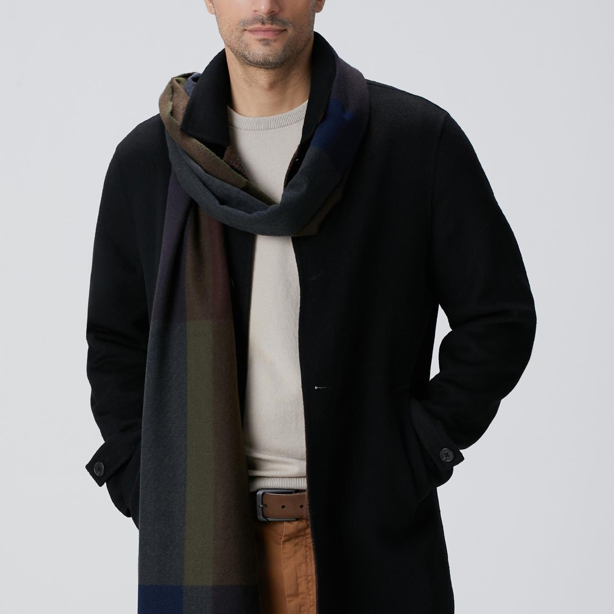 Network Erkek Siyah Yün Karışımlı Palto