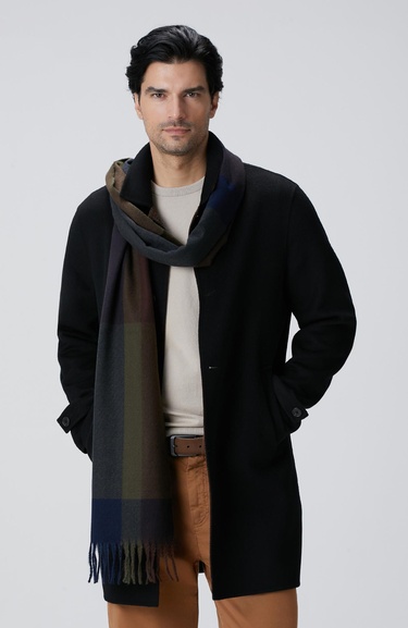  Network Erkek Siyah Yün Karışımlı Palto