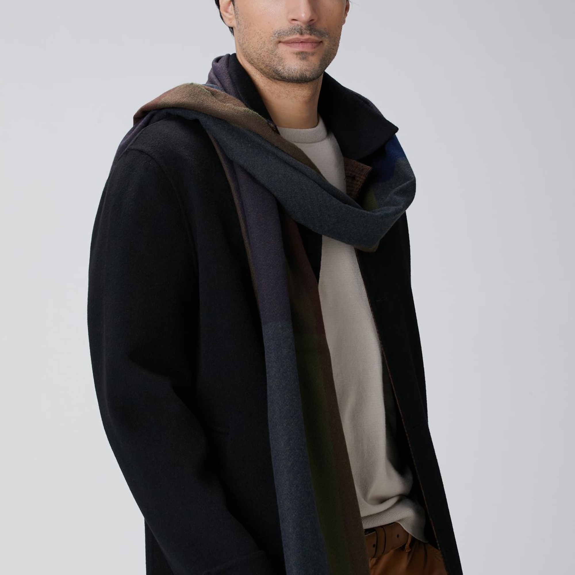 Network Erkek Siyah Yün Karışımlı Palto