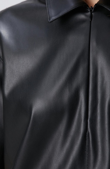  Network Kadın Siyah Mini Vegan Deri Elbise