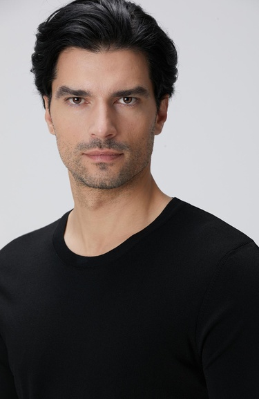  Network Erkek N-Tech Siyah Basic Triko Kazak