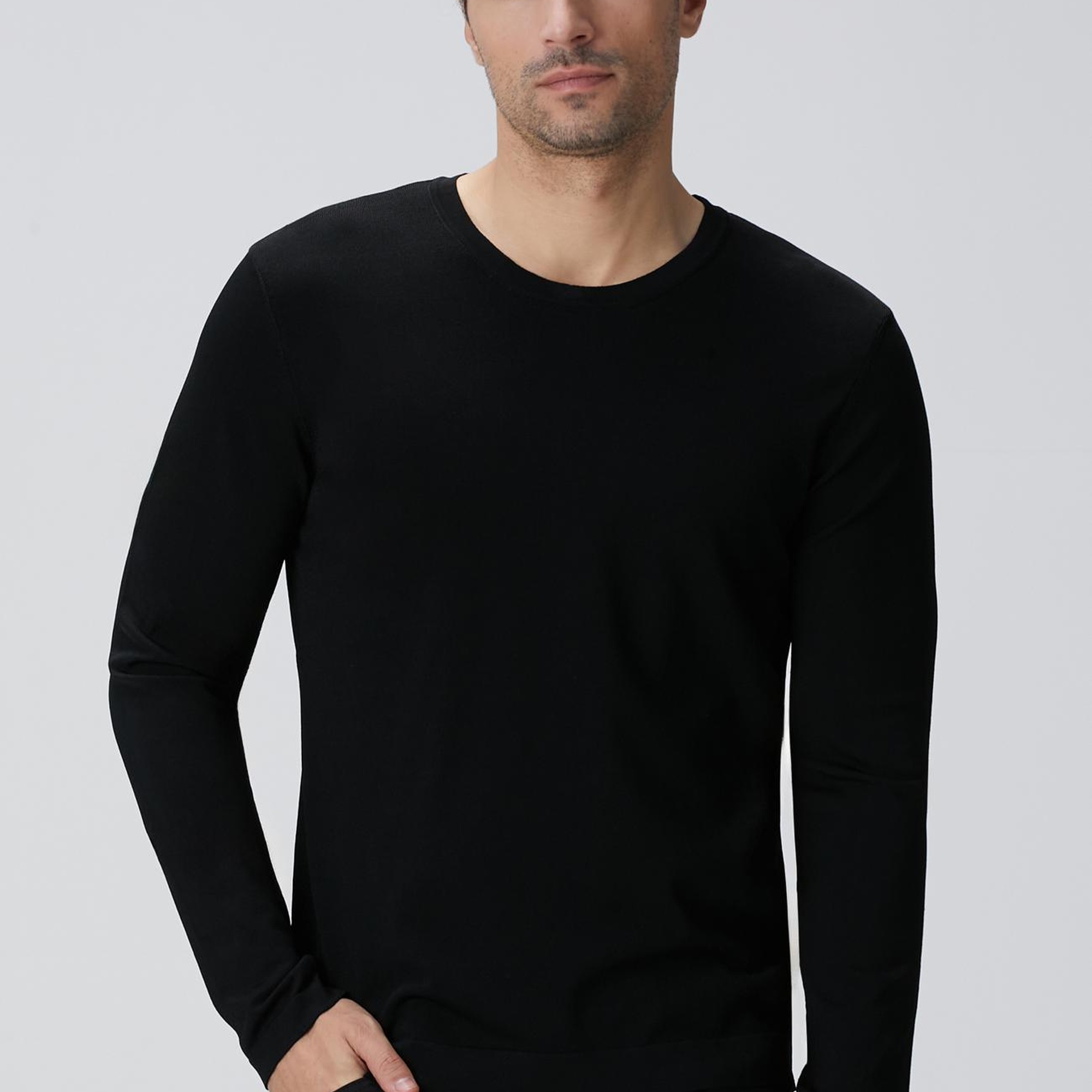 Network Erkek N-Tech Siyah Basic Triko Kazak