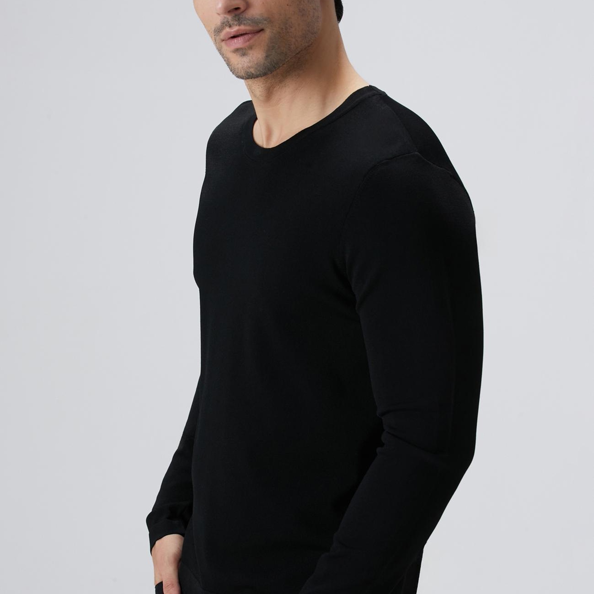 Network Erkek N-Tech Siyah Basic Triko Kazak