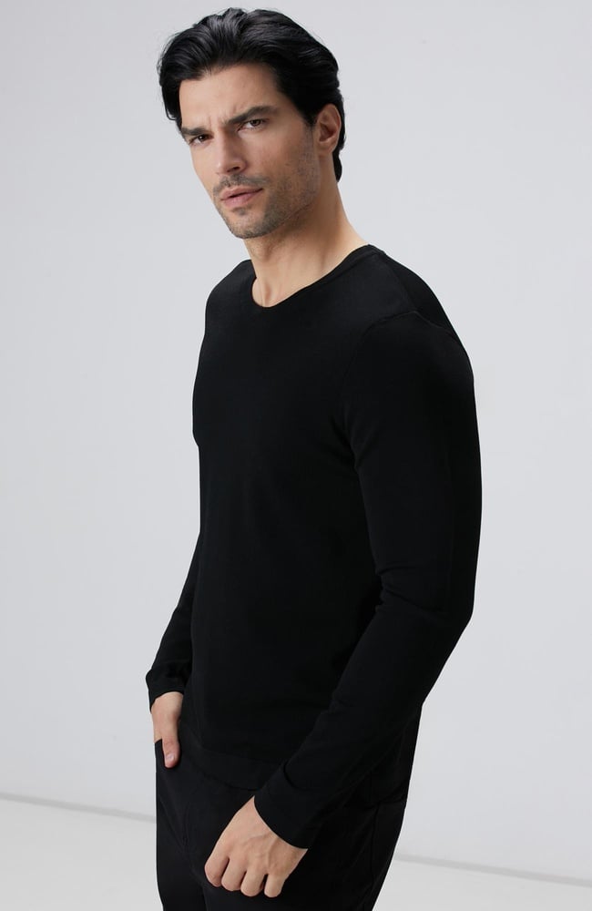  Network Erkek N-Tech Siyah Basic Triko Kazak