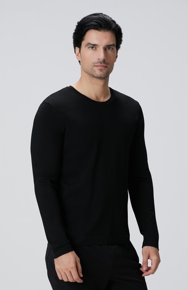  Network Erkek N-Tech Siyah Basic Triko Kazak