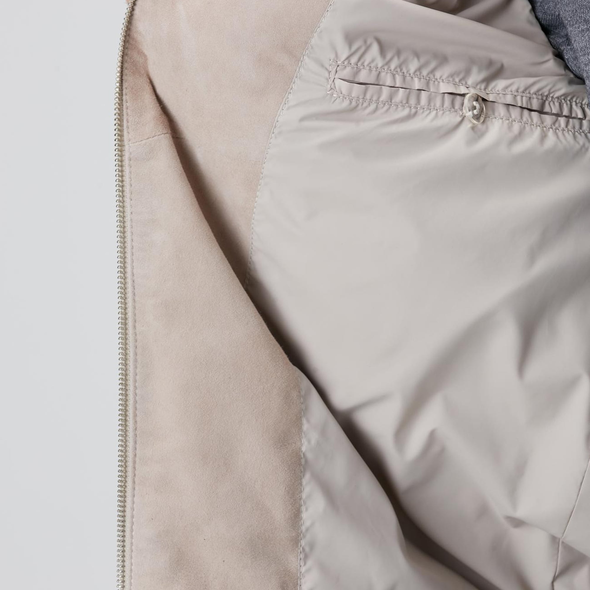 Network Erkek Bej Triko Detaylı Deri Mont