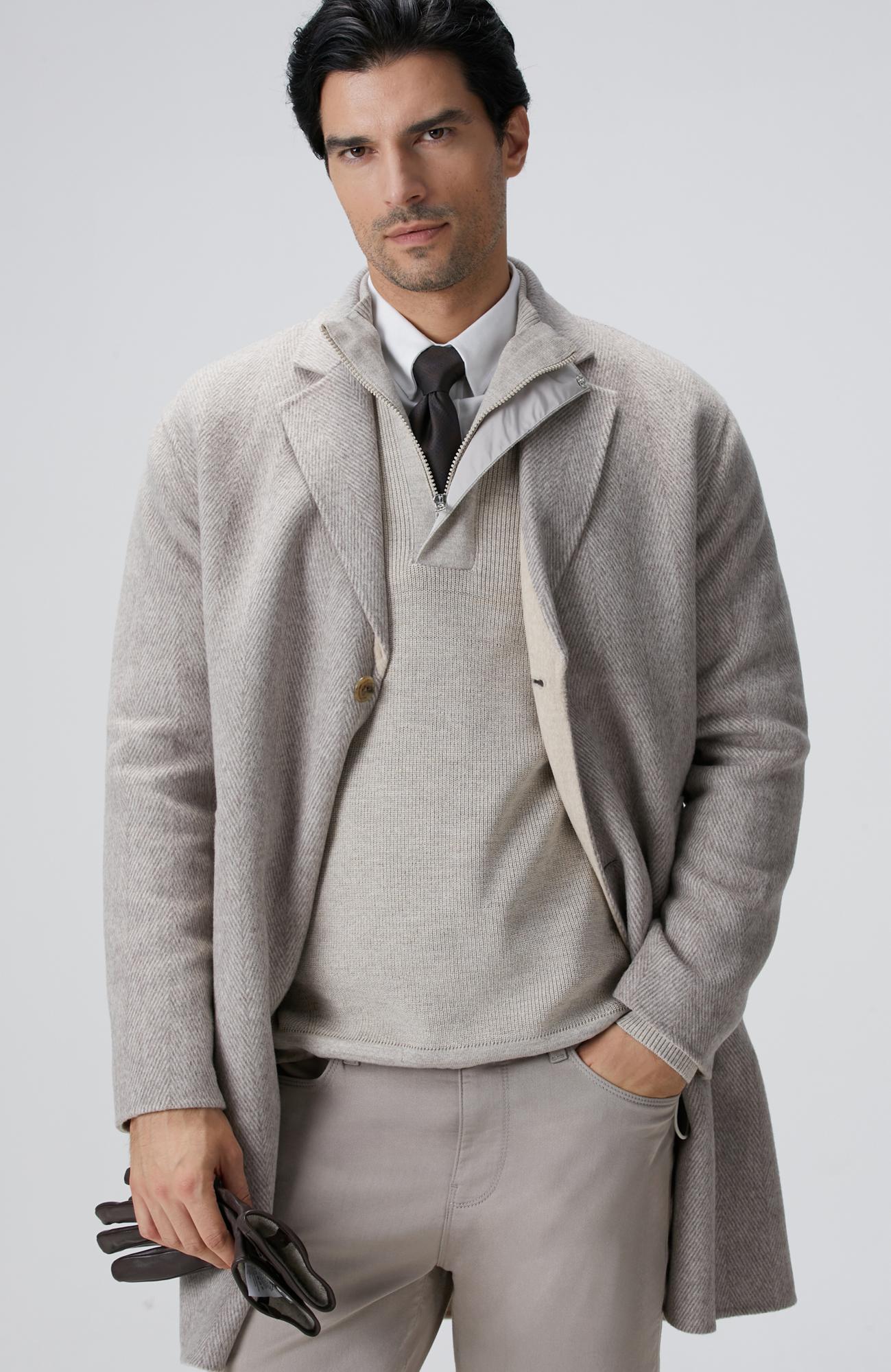  Network Erkek Bej Melanj Yün Karışımlı Palto