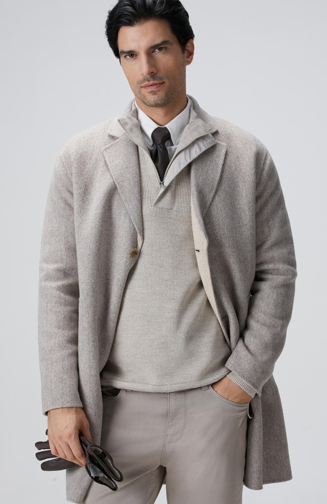  Network Erkek Bej Melanj Yün Karışımlı Palto