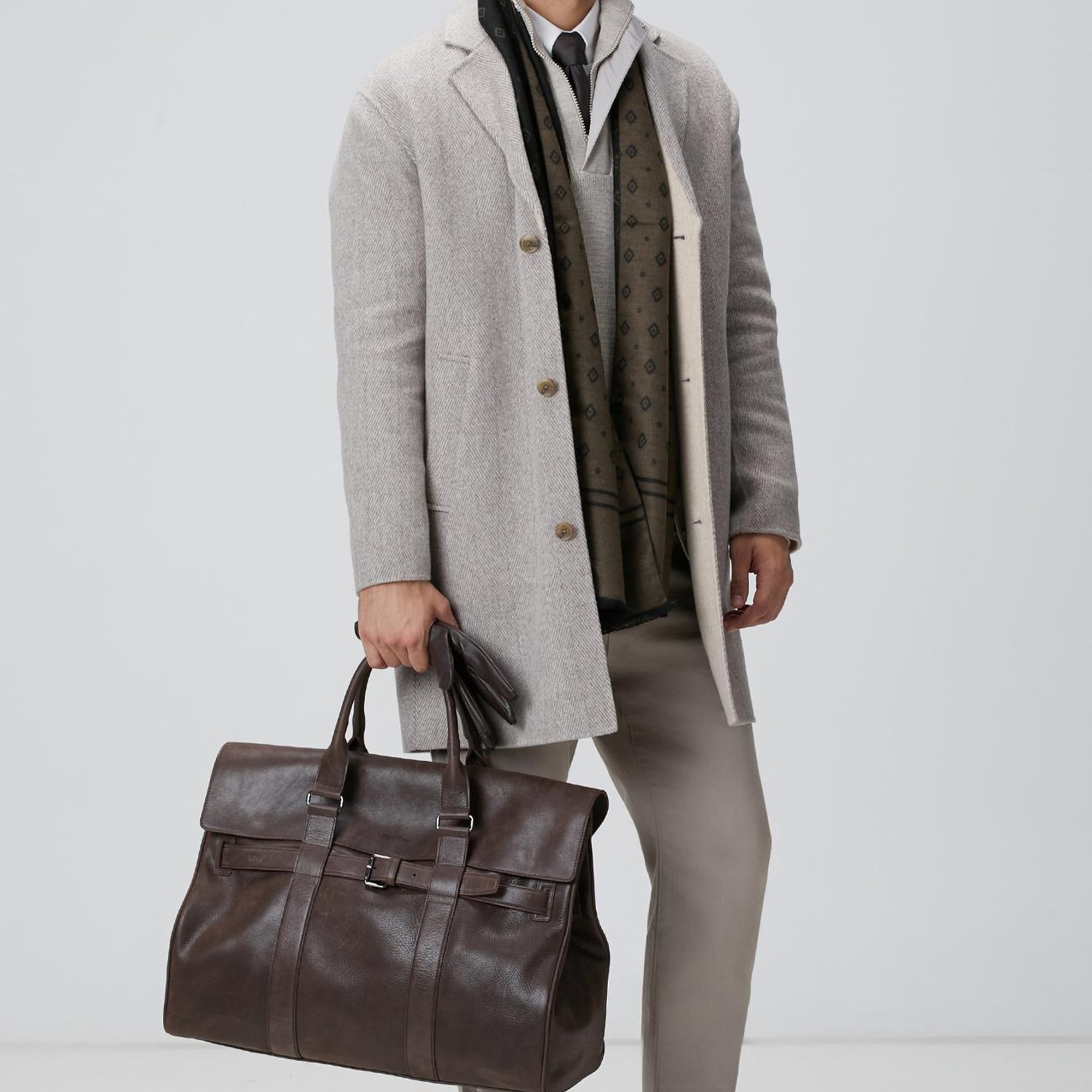 Network Erkek Bej Melanj Yün Karışımlı Palto