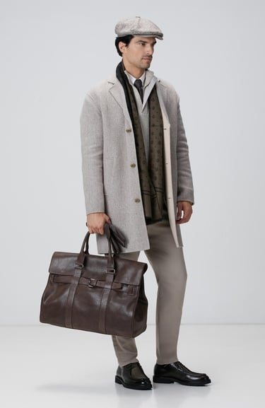  Network Erkek Bej Melanj Yün Karışımlı Palto