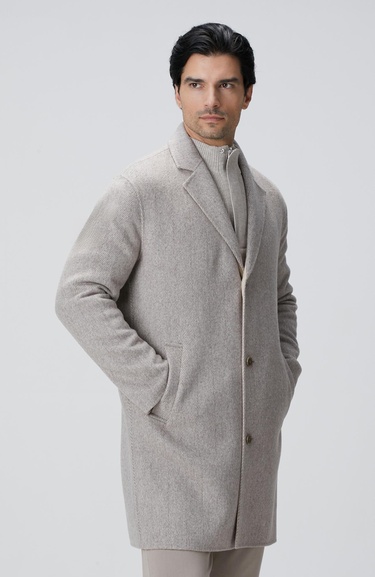  Network Erkek Bej Melanj Yün Karışımlı Palto