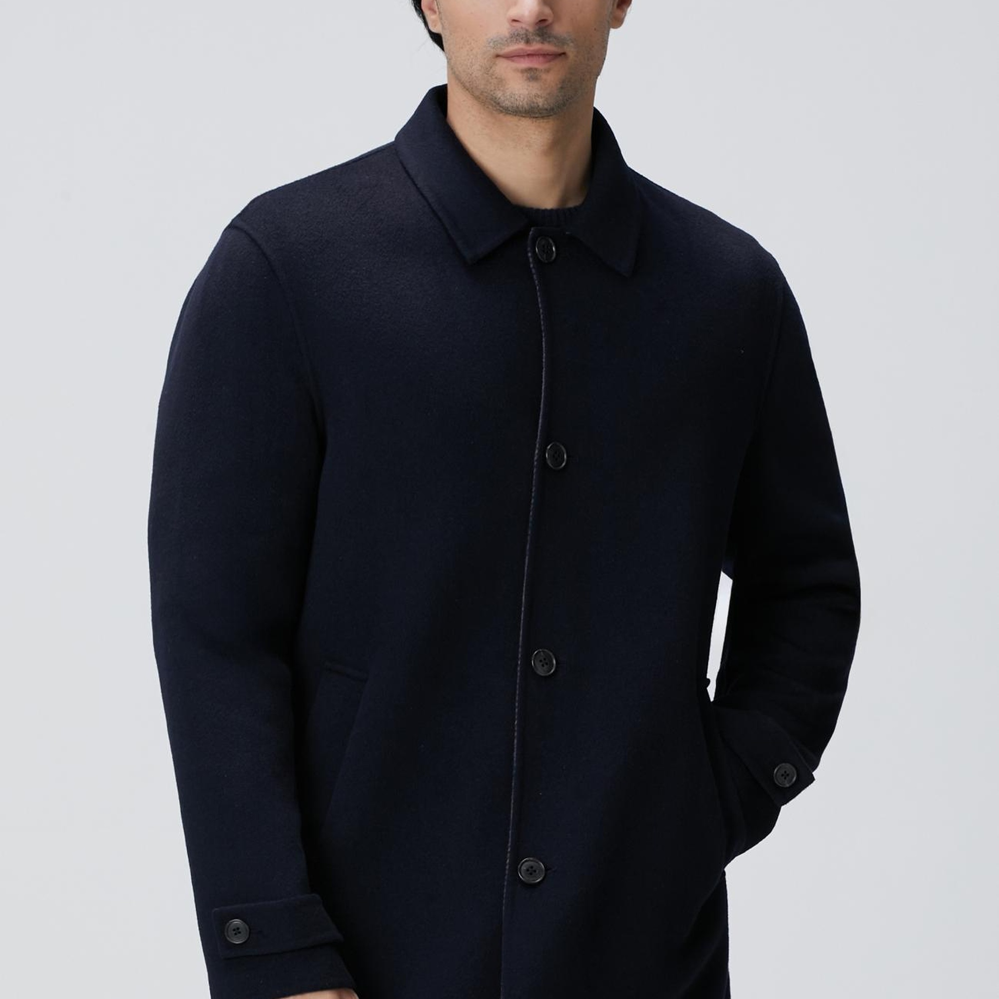 Network Erkek Lacivert Yün Karışımlı Palto
