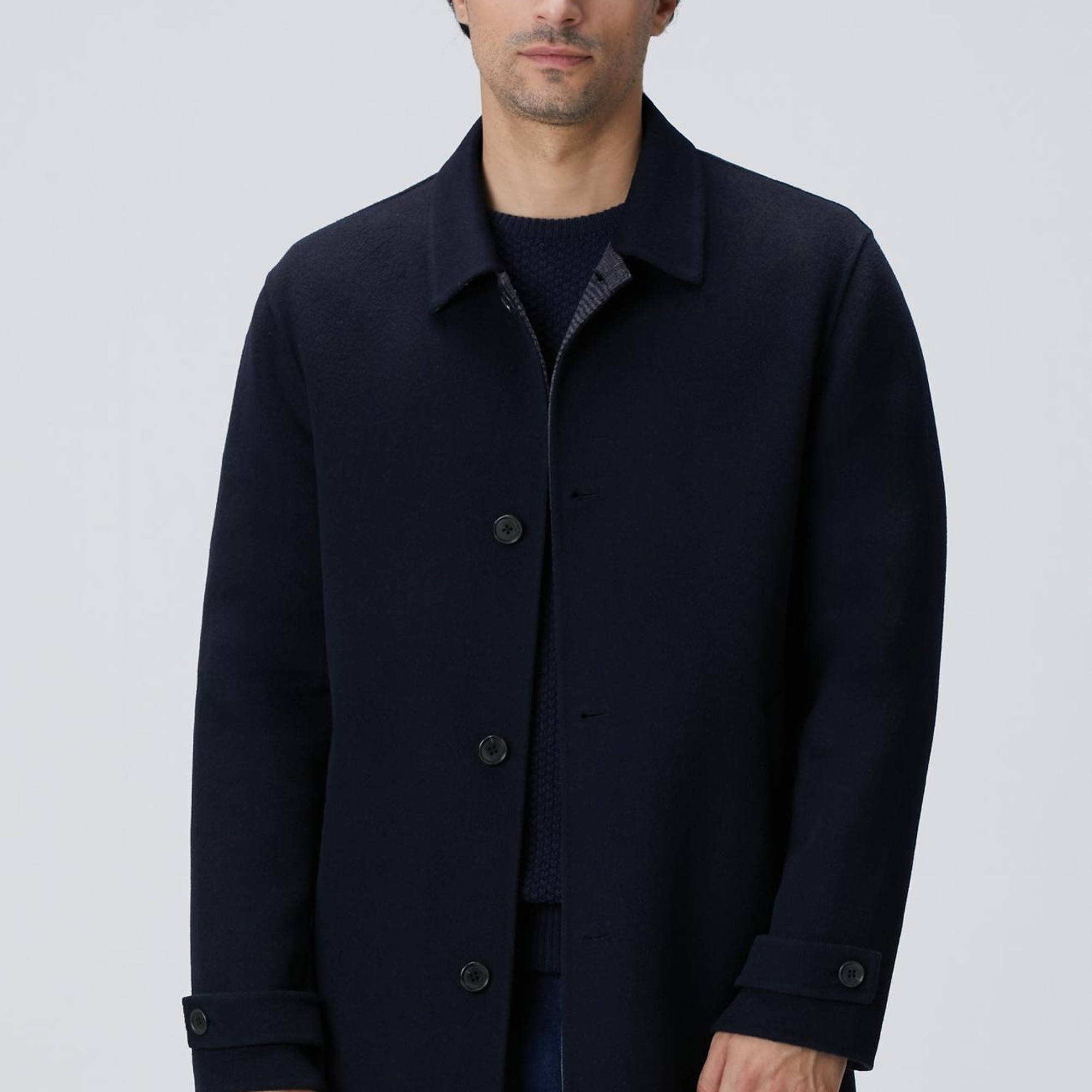 Network Erkek Lacivert Yün Karışımlı Palto