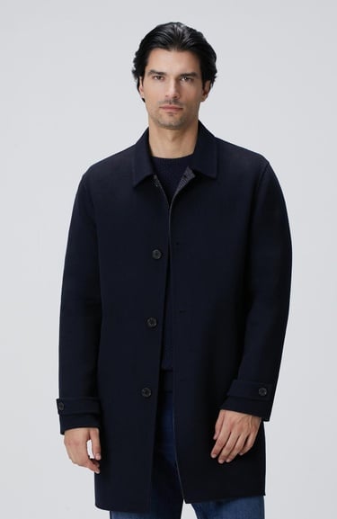 Network Erkek Lacivert Yün Karışımlı Palto