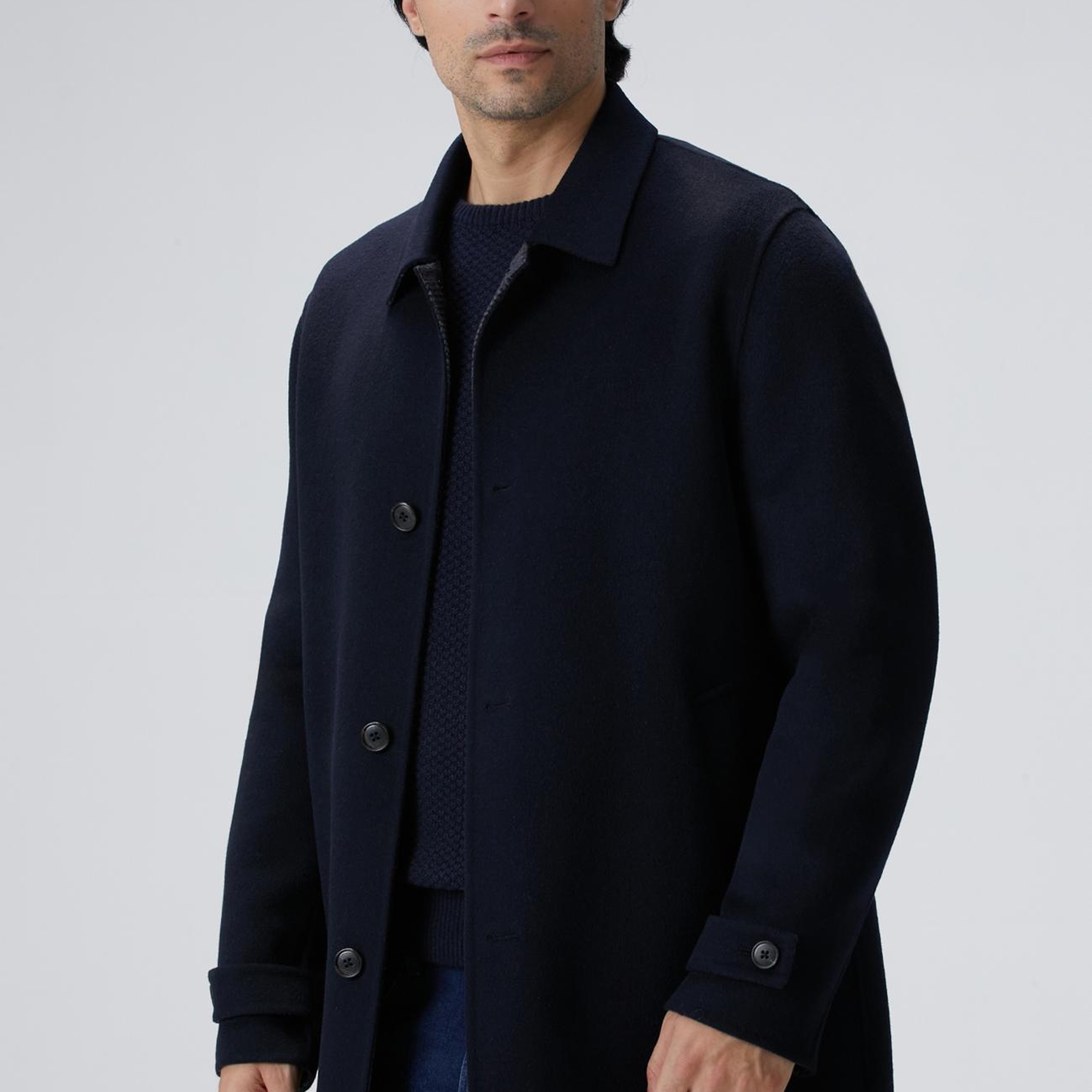 Network Erkek Lacivert Yün Karışımlı Palto