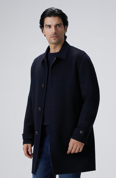  Network Erkek Lacivert Yün Karışımlı Palto