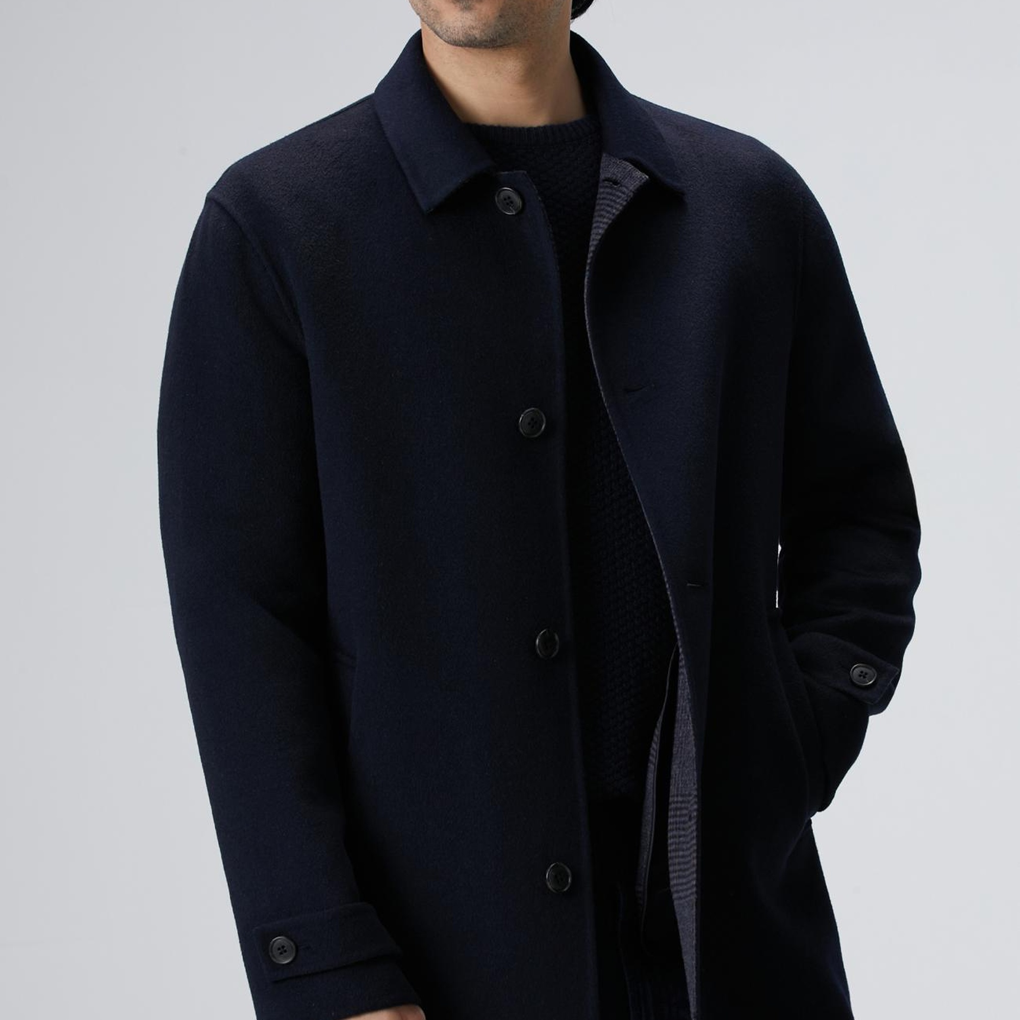 Network Erkek Lacivert Yün Karışımlı Palto