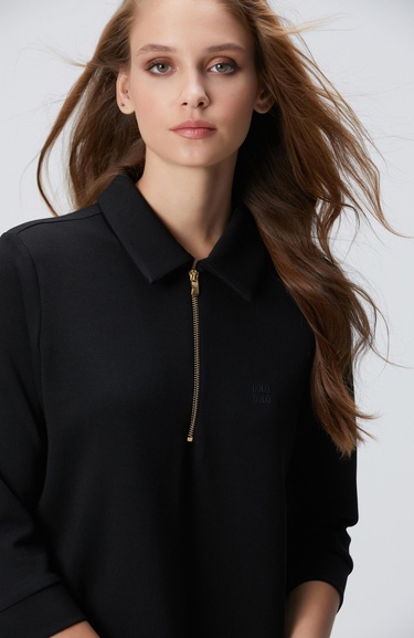  Network Kadın Siyah Polo Örme Elbise