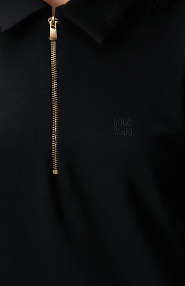  Network Kadın Siyah Polo Örme Elbise