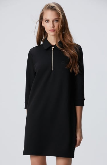  Network Kadın Siyah Polo Örme Elbise
