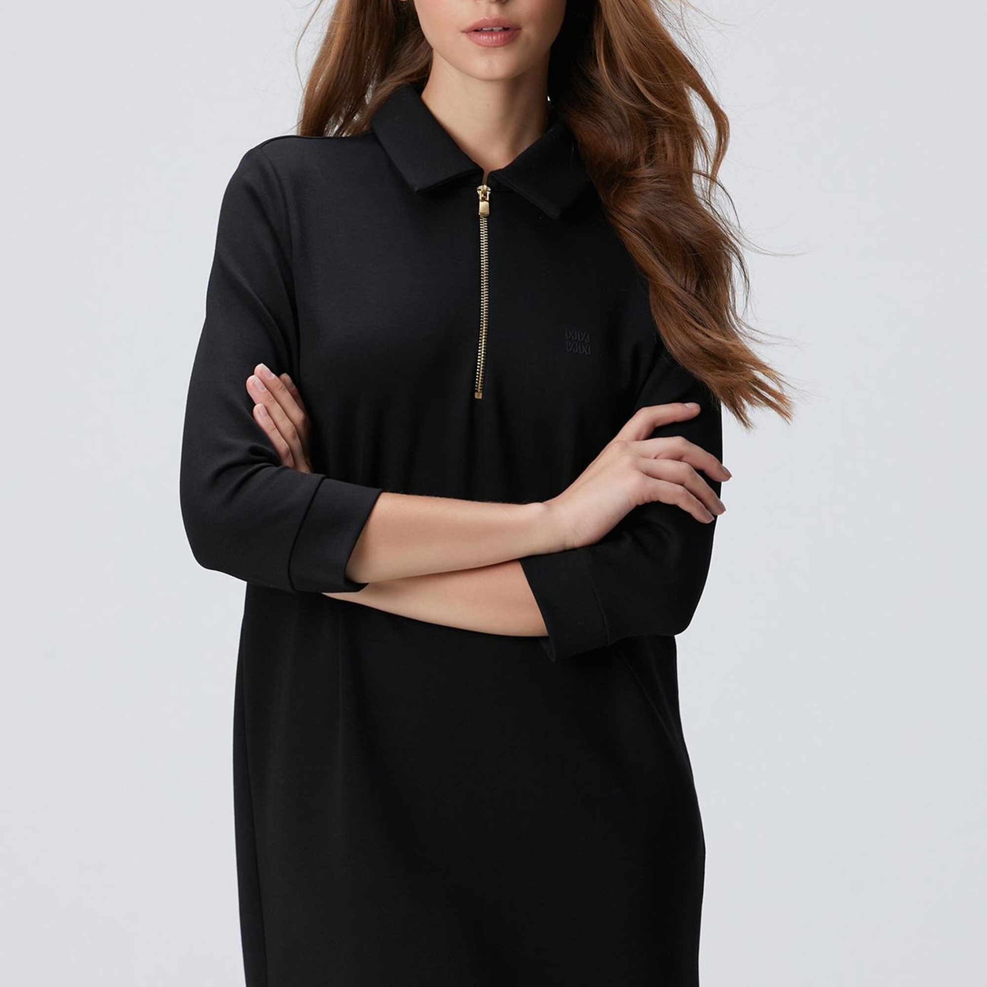 Network Kadın Siyah Polo Örme Elbise