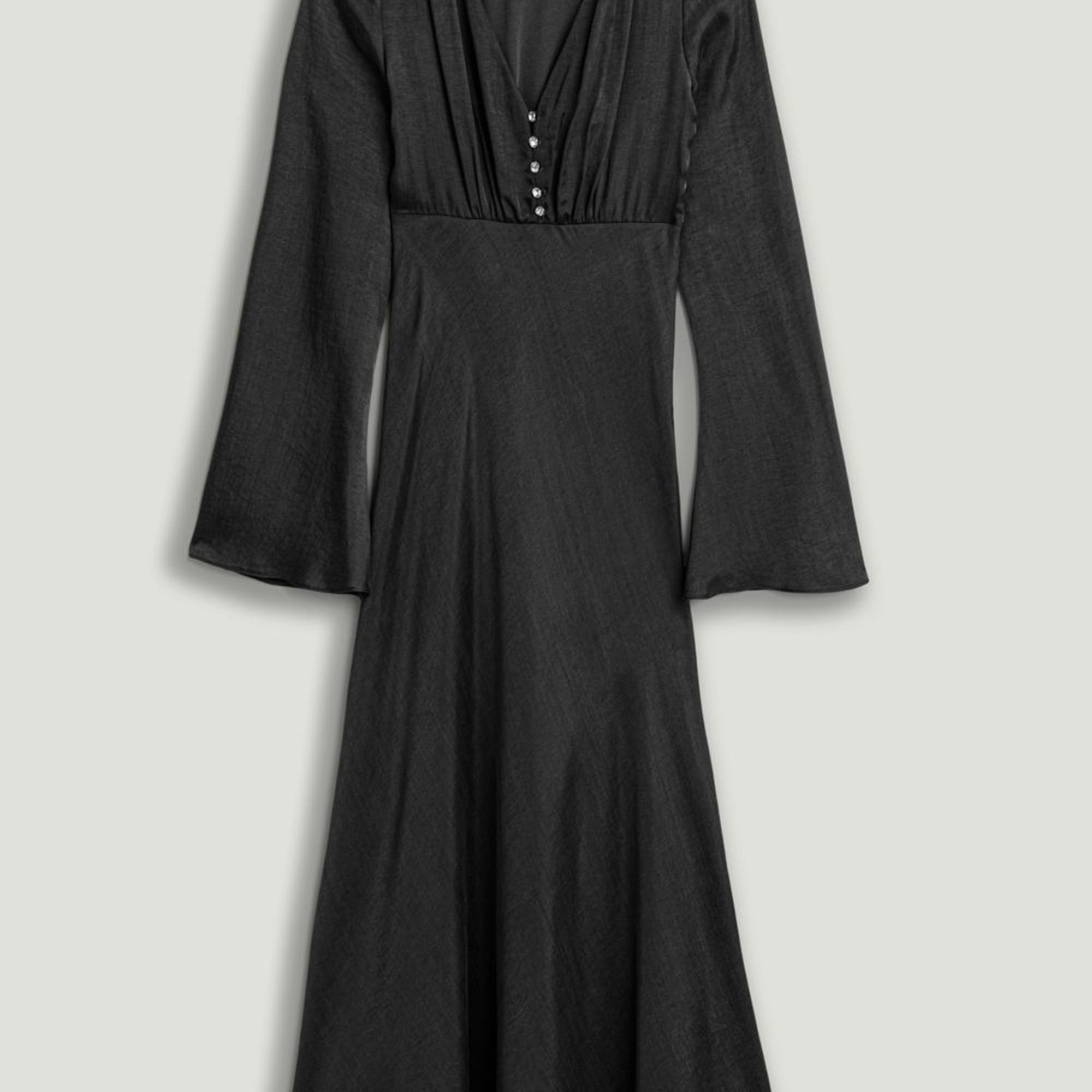 Kristal Düğme Aksesuarlı Maxi Elbise