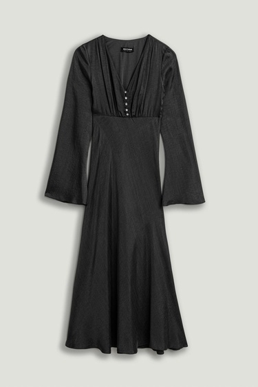  Kristal Düğme Aksesuarlı Maxi Elbise