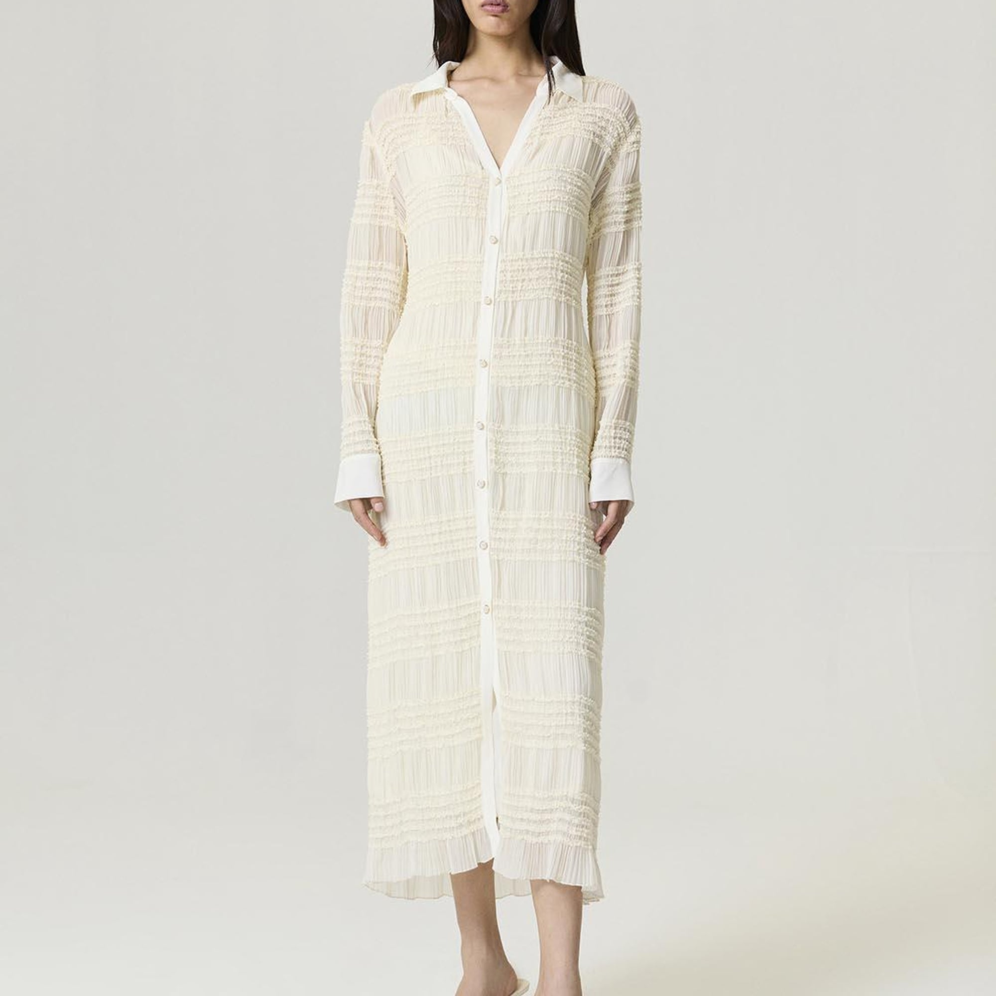 Fırfır Detaylı Maxi Elbise