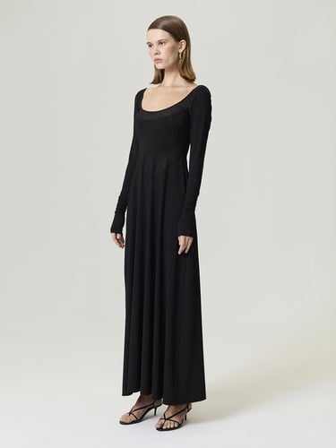  Transparan Detaylı Maxi Elbise