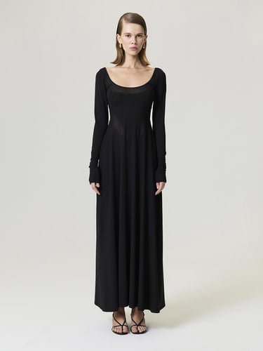  Transparan Detaylı Maxi Elbise