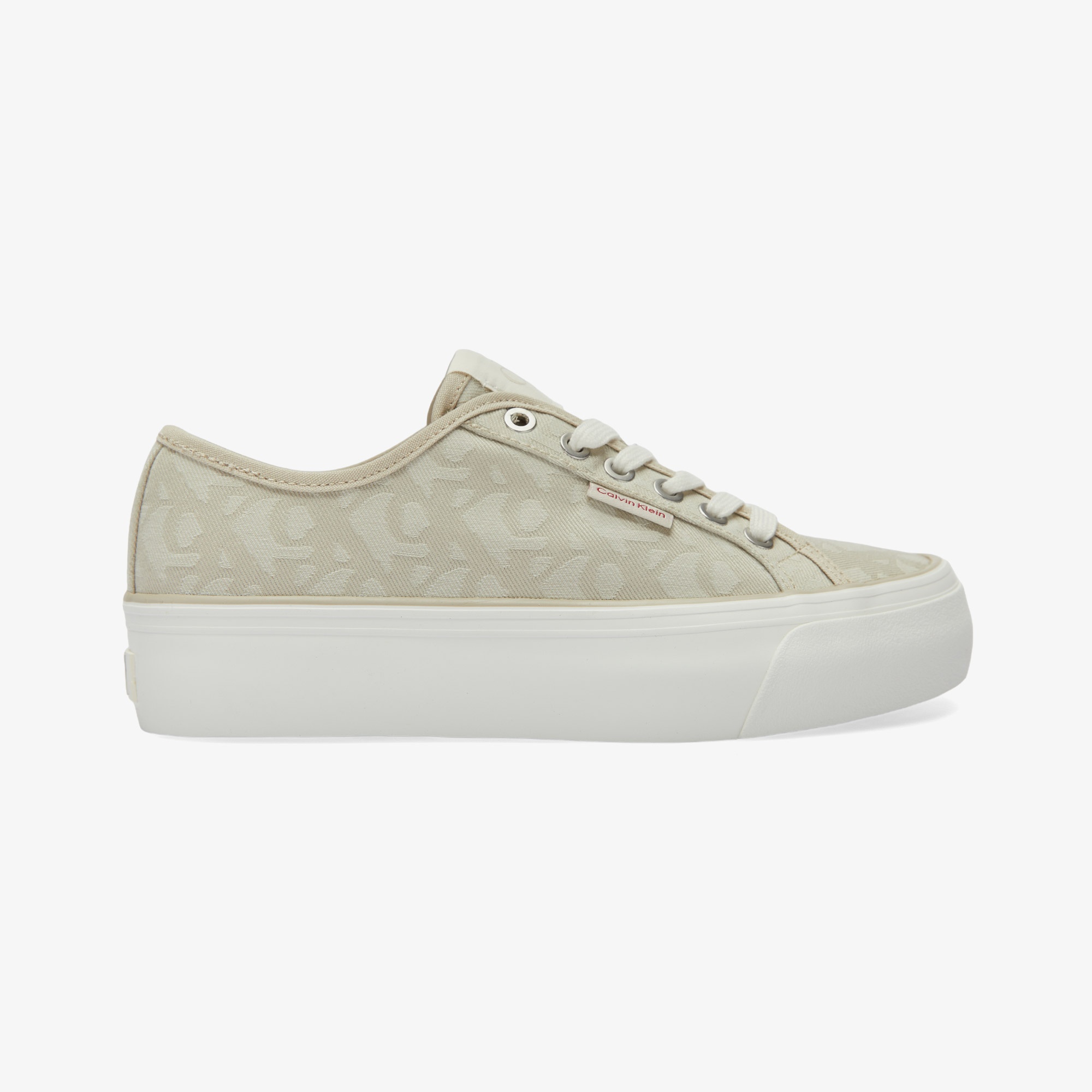 Calvin Klein Flat Jacquard Kadın Bej Sneaker